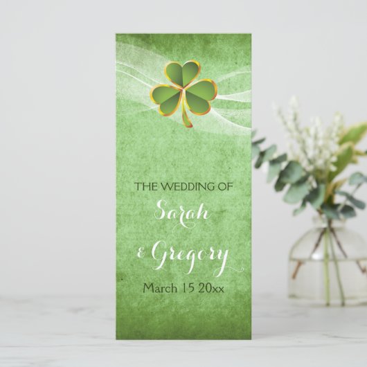 Hochzeitsprogramm für Irisch-Klee und Schleier Programm (Stehend Vorderseite)