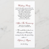 Hochzeitsprogramm für Jahrgänge Programm (Rückseite)