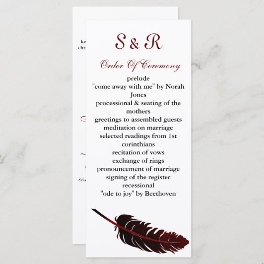 Hochzeitsprogramm für Jahrgänge Programm (Vorne/Hinten)