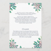 Hochzeitsprogramm für Julia und Andrew Programm (Rückseite)