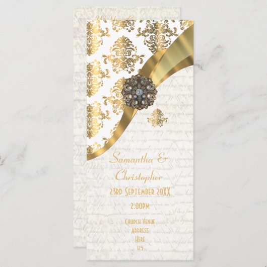 Hochzeitsprogramm für Kirchen in Gold und Weiß Programm (Vorne/Hinten)