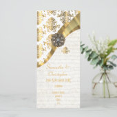 Hochzeitsprogramm für Kirchen in Gold und Weiß Programm (Stehend Vorderseite)