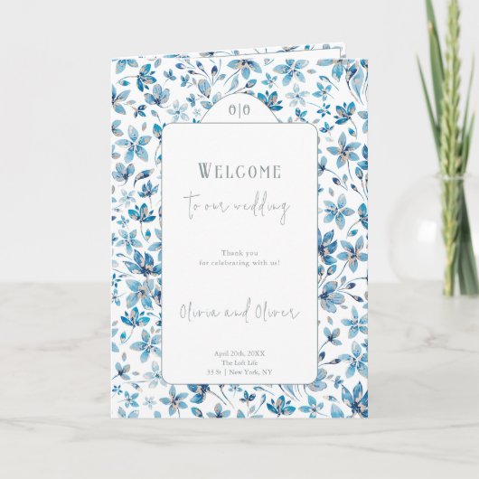 Hochzeitsprogramm für kleine Blaublumen Einladung (Vorderseite)