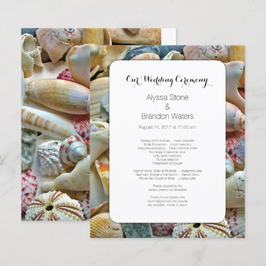 Hochzeitsprogramm für kleine Hochzeiten am Strand (Vorne/Hinten)