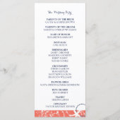 Hochzeitsprogramm für Korallen und Navy Programm (Rückseite)