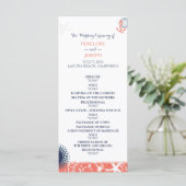 Hochzeitsprogramm für Korallen und Navy Programm (Stehend Vorderseite)