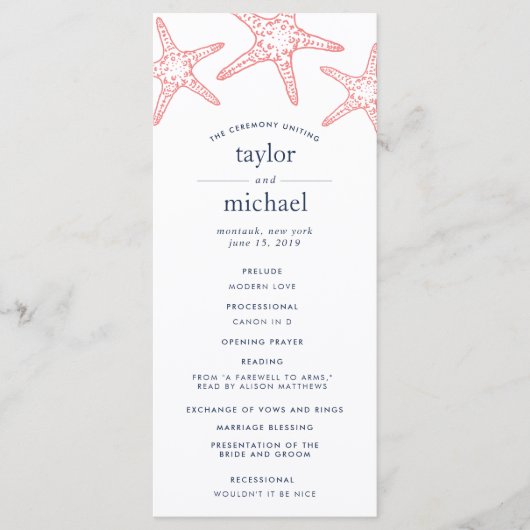 Hochzeitsprogramm für Korallen und Seestreitkräfte Programm (Vorderseite)