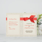 Hochzeitsprogramm für Korallen und Taupe Damask (Stehend Vorderseite)