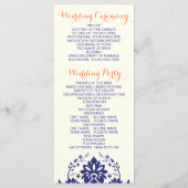 Hochzeitsprogramm für Korallenbäume in Blau Programm (Rückseite)