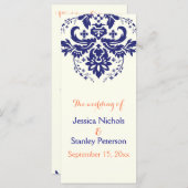 Hochzeitsprogramm für Korallenbäume in Blau Programm (Vorne/Hinten)