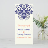 Hochzeitsprogramm für Korallenbäume in Blau Programm (Stehend Vorderseite)