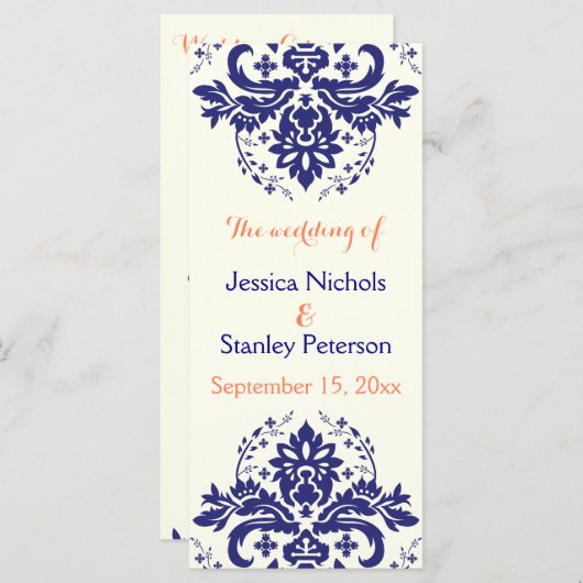 Hochzeitsprogramm für Korallenbäume in Blau Programm (Vorne/Hinten)