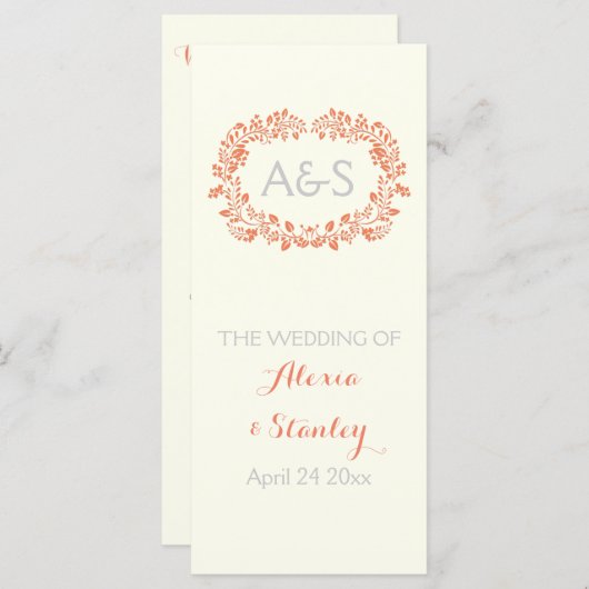 Hochzeitsprogramm für Korallenblätterpflanzen Programm (Vorne/Hinten)