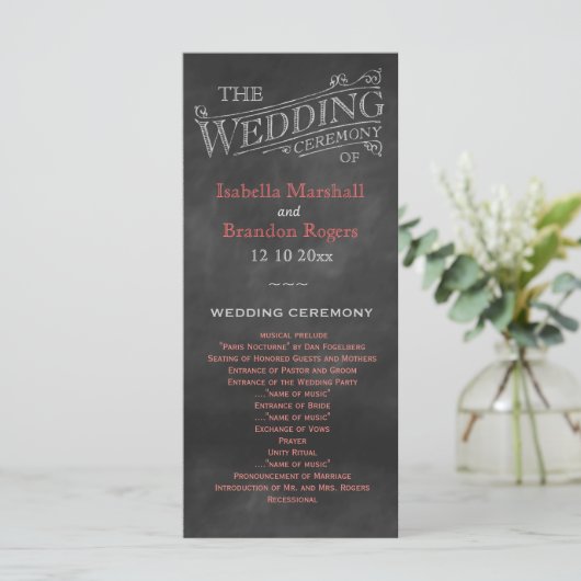 Hochzeitsprogramm für Korallenkarten Programm (Stehend Vorderseite)