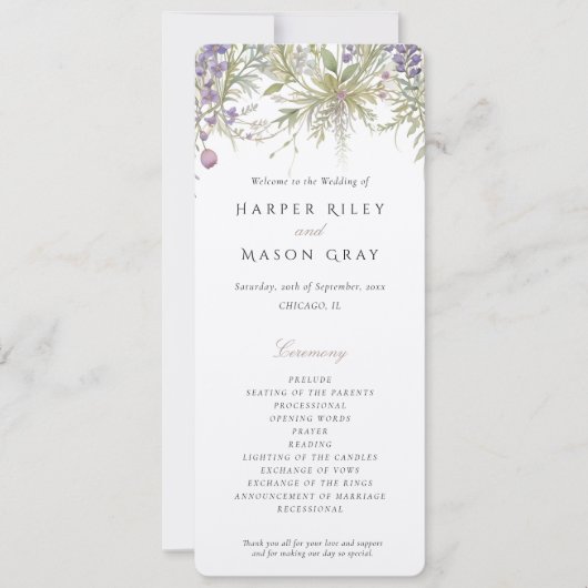 Hochzeitsprogramm für Kräutergarten Pastelfarben Einladung (Vorderseite)