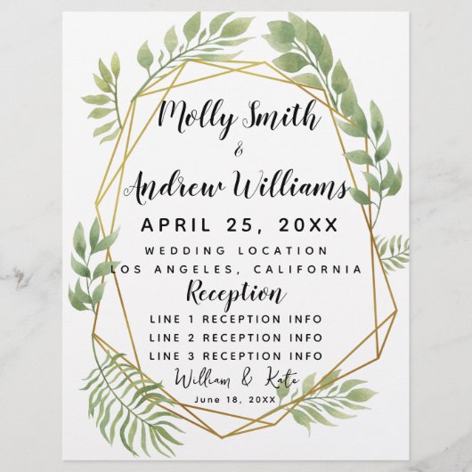 HochzeitsPROGRAMM für Kristallkies (Vorderseite)