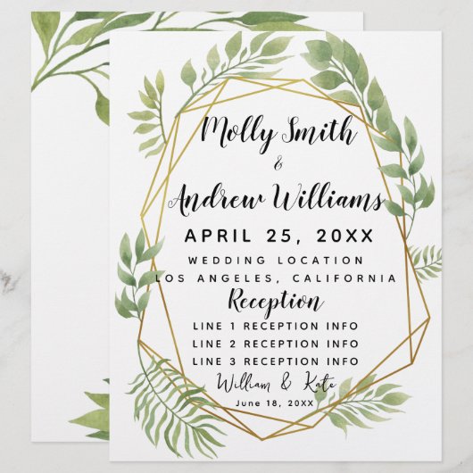 HochzeitsPROGRAMM für Kristallkies (Vorne/Hinten)