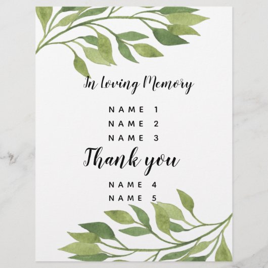 HochzeitsPROGRAMM für Kristallkies (Rückseite)