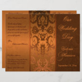 Hochzeitsprogramm für Kupfer und Braunen Damast (Vorne/Hinten)