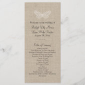 Hochzeitsprogramm für Lace Butterflies auf Burlap  Programm (Vorderseite)