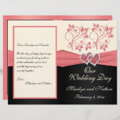 Hochzeitsprogramm für Lachs, Creme und Schwarze Fl (Vorne/Hinten)