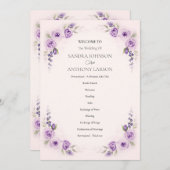 Hochzeitsprogramm für Lavendel und Blush Rose Programm (Vorne/Hinten)