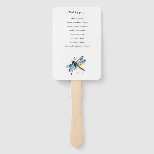 Hochzeitsprogramm für Libellen, maßgeschneidert Fächer (Rückseite)