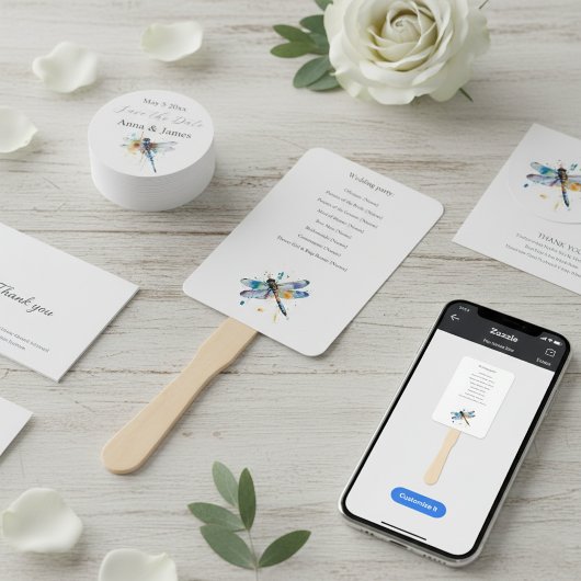 Hochzeitsprogramm für Libellen, maßgeschneidert Fächer