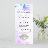 Hochzeitsprogramm für lila Blätter und Blume (Stehend Vorderseite)