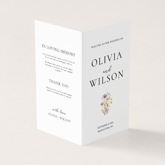 Hochzeitsprogramm für Lila Blumen (Vorderseite)