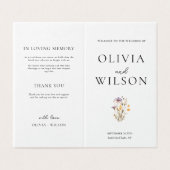 Hochzeitsprogramm für Lila Blumen (Außenseite Aufgefaltet)