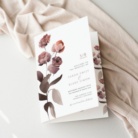 Hochzeitsprogramm für lila Blumengärten Programm