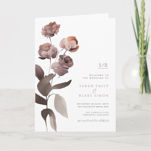 Hochzeitsprogramm für lila Blumengärten Programm (Vorderseite)