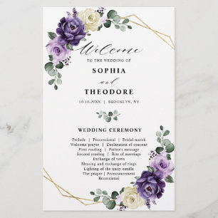 Hochzeitsprogramm für lila Blütenblütenblüten