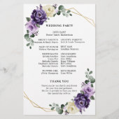 Hochzeitsprogramm für lila Blütenblütenblüten (Rückseite)