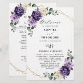 Hochzeitsprogramm für lila Blütenblütenblüten (Vorne/Hinten)