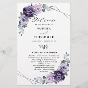 Hochzeitsprogramm für lila Blütenblütenblüten