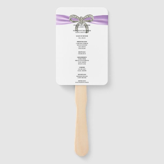 Hochzeitsprogramm für lila Diamantbohren Fächer (Rückseite)
