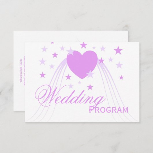 Hochzeitsprogramm für lila Farbhörer (Vorne/Hinten)