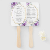 Hochzeitsprogramm für lila florale Goldrahmen Fächer (Vorne und Hinten)
