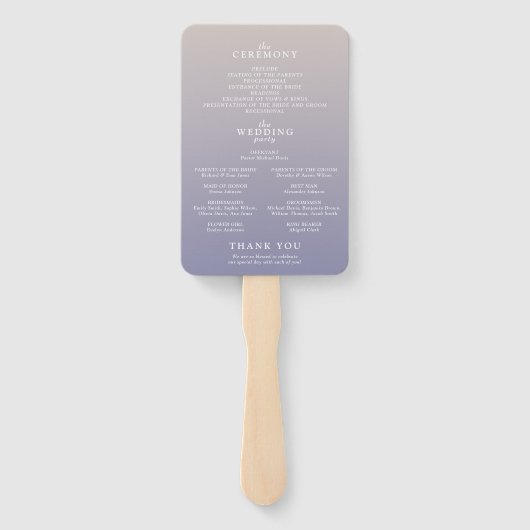 Hochzeitsprogramm für Lila Foto Fächer (Rückseite)