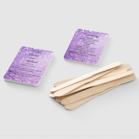 Hochzeitsprogramm für Lila Glitzer in Deep Modern Fächer (Non-assembled)