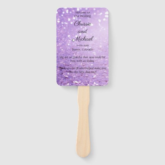 Hochzeitsprogramm für Lila Glitzer in Deep Modern Fächer (Vorderseite)