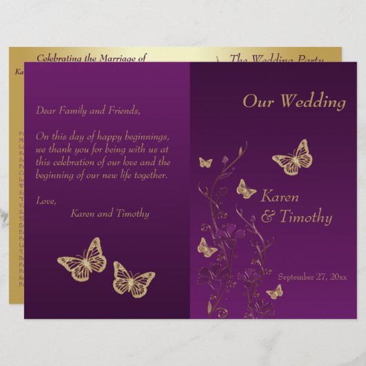 Hochzeitsprogramm für lila Goldbarmherzigkeit (Vorne/Hinten)