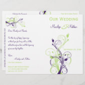 Hochzeitsprogramm für lila, grüne und weiße Blumen (Vorne/Hinten)