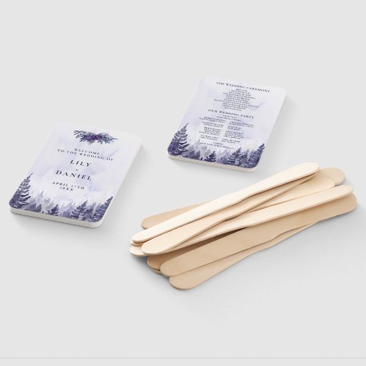Hochzeitsprogramm für lila Pinienwälder Fächer (Non-assembled)