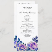 Hochzeitsprogramm für lila Rose. Blumenzeremonie Programm (Vorne/Hinten)