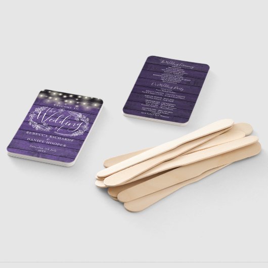 Hochzeitsprogramm für lila rustikale Blumenstrauß Fächer (Non-assembled)