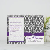 Hochzeitsprogramm für lila, schwarze und weiße Dam (Stehend Vorderseite)