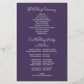 Hochzeitsprogramm für lila String Lights (Rückseite)